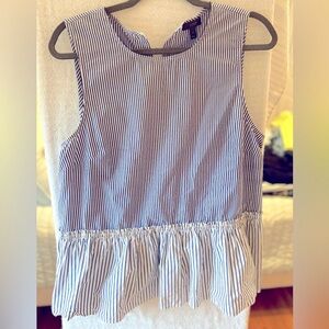 J Crew adorable Striped Sleeveless Top with peplum bottom and button back